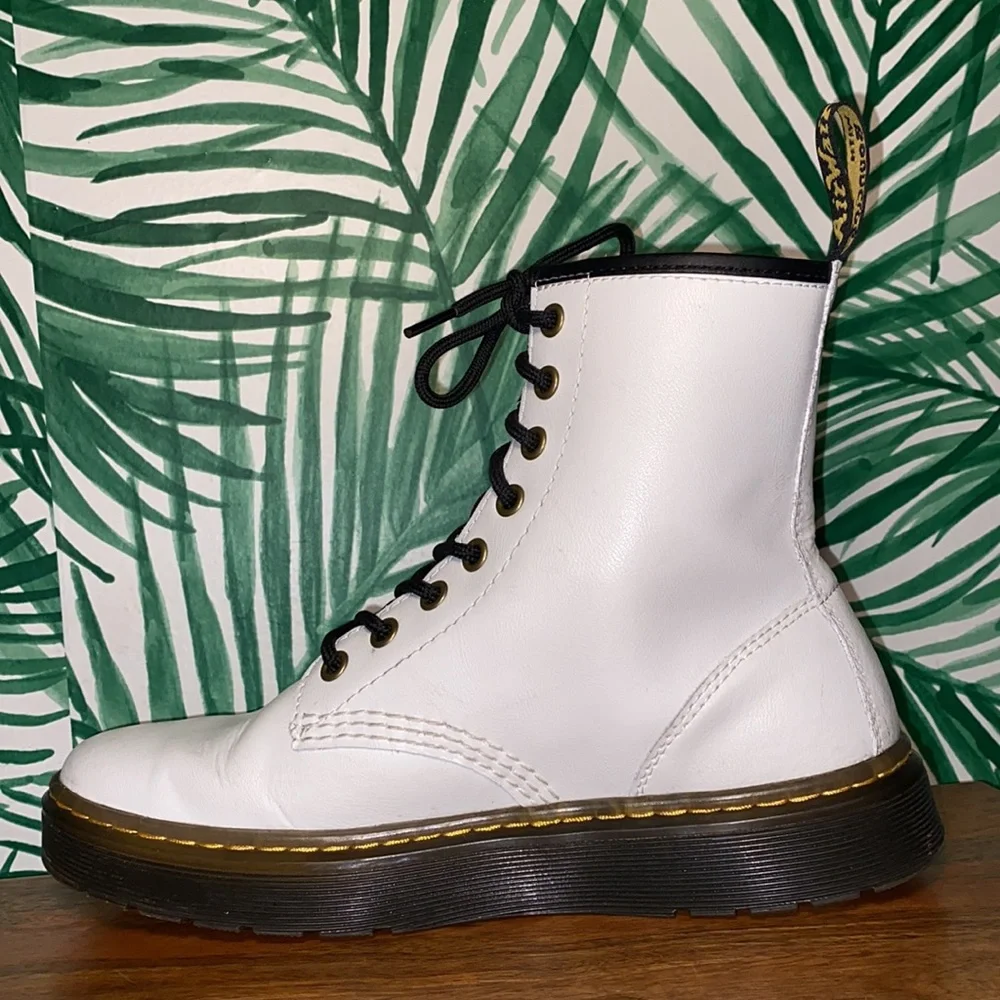 Dr. Martens Zavala White Leather Combat Boots Women’s US 7 - Picture 6 of 11